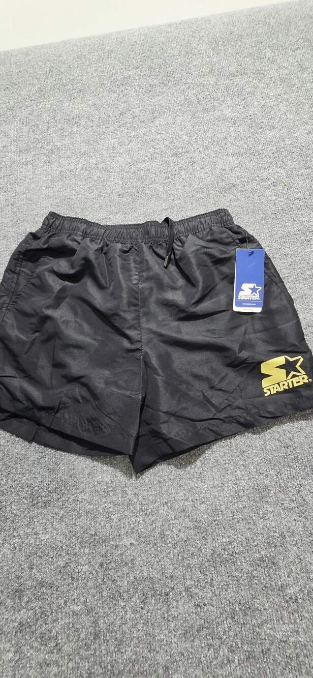 Starter Youth,Black Nylon Athletic Quick Dry Volley Swim Trunks Shorts Size S